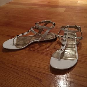 Enzo Angiolini. Rockstud Strappy Sandals in white